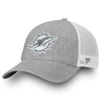 Men's Miami Dolphins NFL Pro Line by Fanatics Branded Heathered Gray/White Lux Slate Trucker Adjustable Hat 2998593